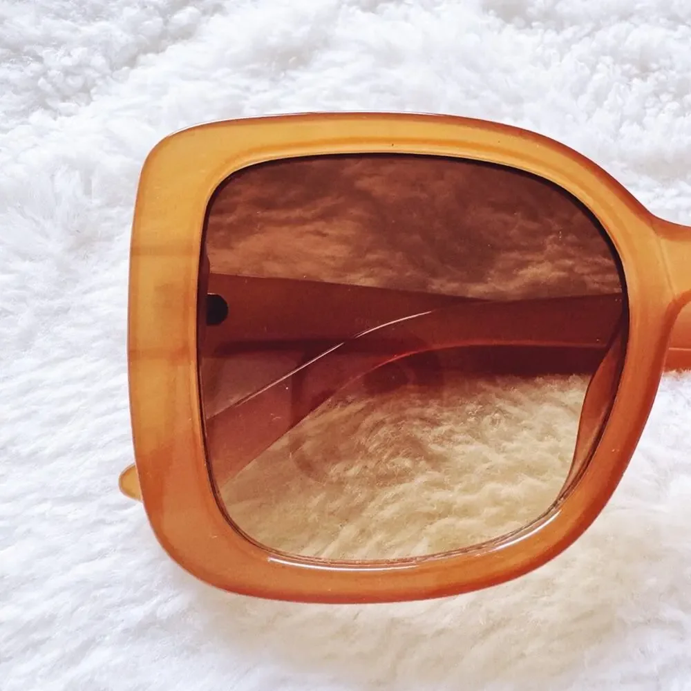 Eva Clear Gold Square-Framed Sunglasses